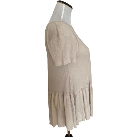 Truly Madly Deeply Womens Peplum Babydoll Top Size S Taupe Millennial Chic 2010s - Picture 2 of 11